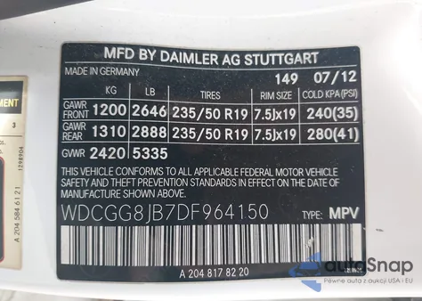 2013 Mercedes-Benz Glk 350 4Matic z USA, uszkodzony, nr VIN WDCGG8JB7DF964150